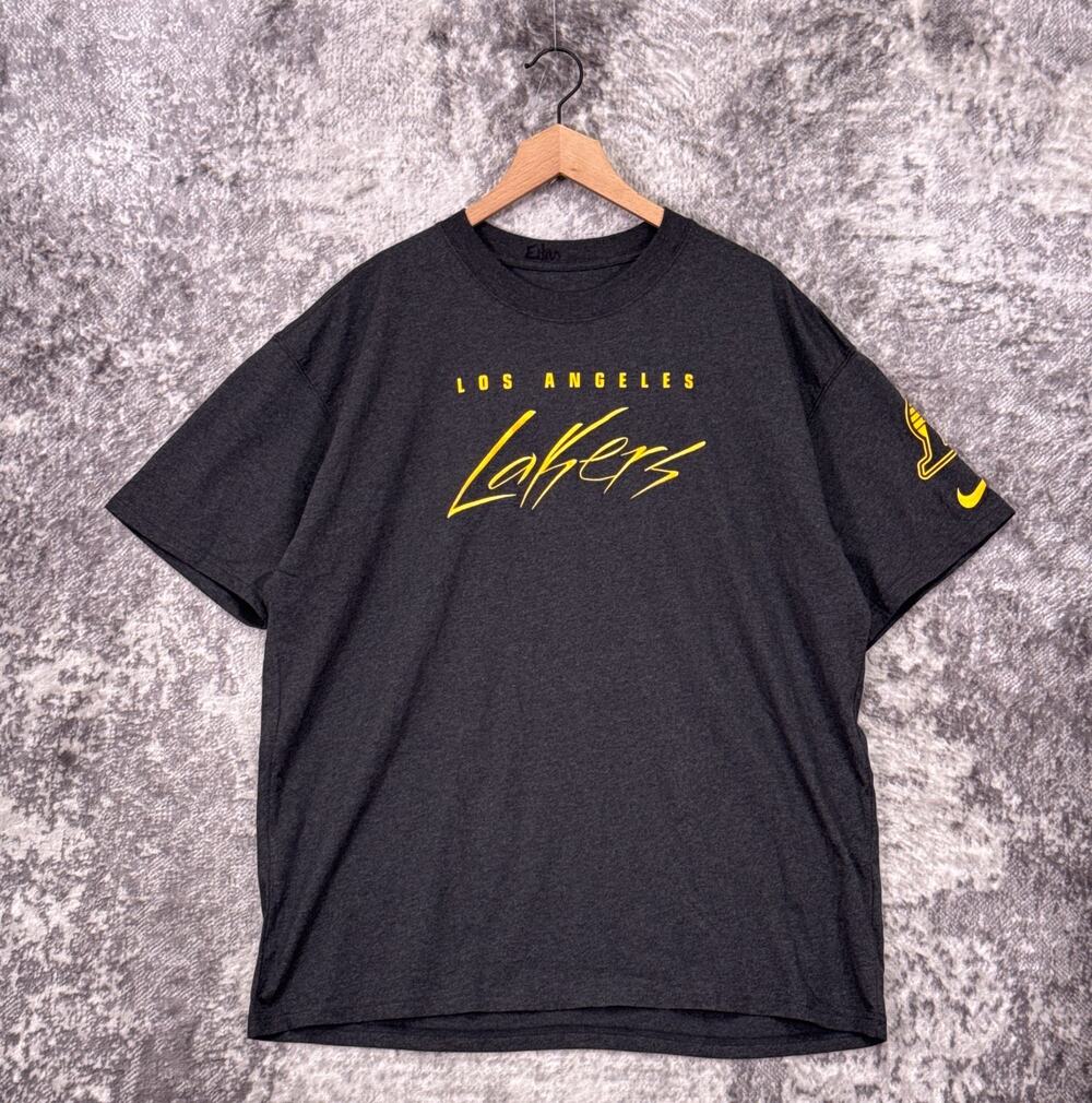 Nike Shirt Large Mens Los Angeles Lakers Courtside Max 90 Script Embroidered